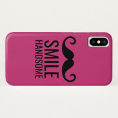 スマイルと口ひげ任意のベースカラーiPhone Xケース Case-Mate iPhoneケース (裏面(横))