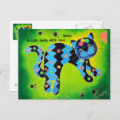 スマイルと猫のスマイルと一緒に！ – 明るい緑の子猫 ポストカード (正面/裏面)