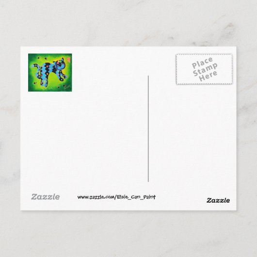 スマイルと猫のスマイルと一緒に！ – 明るい緑の子猫 ポストカード (裏面)