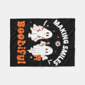 スマイルのおもしろい幽霊歯医者 フリースブランケット (正面(横))