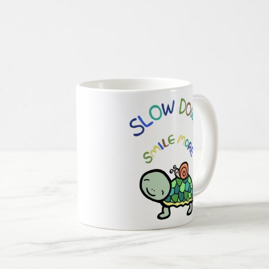 スマイルのより遅い生命カメのかたつむりのマグを減速して下さい コーヒーマグカップ (正面右)