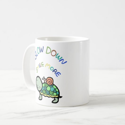 スマイルのより遅い生命カメのかたつむりのマグを減速して下さい コーヒーマグカップ (正面左)