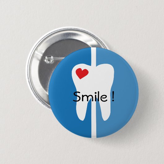 スマイルのクールな歯科衛生士の名前ピン 缶バッジ (正面&裏面)
