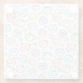 スマイルのパターン ガラスコースター (裏面)