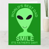 スマイルの幸せなエイリアンLGMのギークのユーモアのおもしろいの父の日 カード (正面)