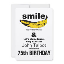 スマイルは健康に良い75番目の誕生日招待状