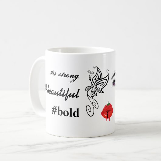 スマイルは化最高の粧|タトゥー |リップスコーヒーマグ コーヒーマグカップ (正面左)