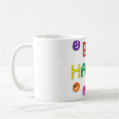 スマイルは幸せな顔のおもしろいのおもしろいな幸福です コーヒーマグカップ (左)