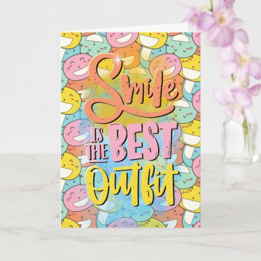 スマイルは最高の服装！やる気を起こさせる カード (蘭)