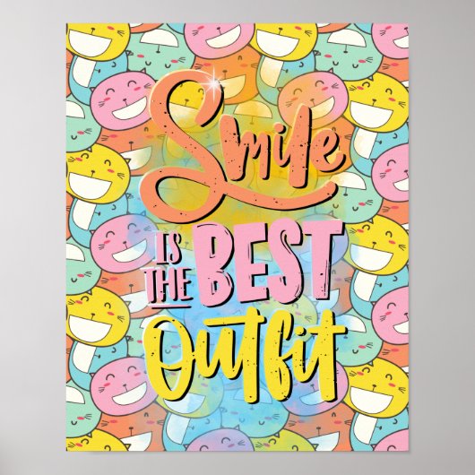 スマイルは最高の服装!やる気を起こさせる ポスター (正面)