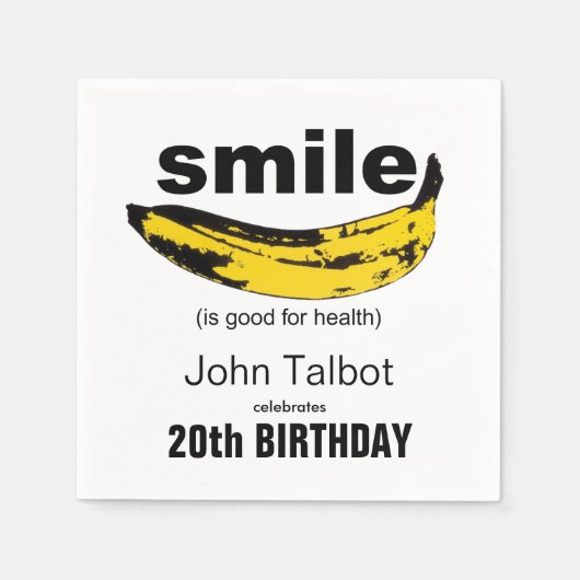 スマイルは良い20th誕生日パーティーペーパーナプキン スタンダードカクテルナプキン (正面)
