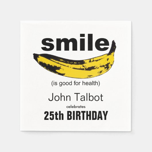 スマイルは良い25th誕生日パーティーペーパーナプキン スタンダードカクテルナプキン (正面)