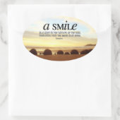 スマイルは軽い感動的引用文 楕円形シール (バッグ)