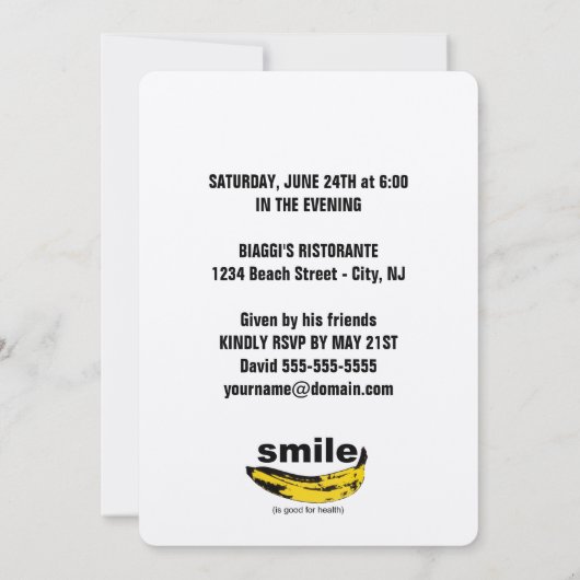 スマイルは30歳の誕生日パーティの招待状 招待状 (裏面)