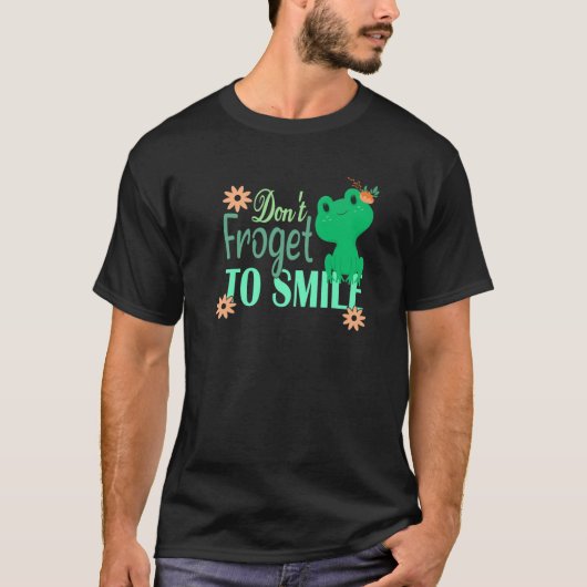 スマイルへ行かないおもしろい- Frog Pun Tシャツ (正面)