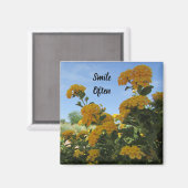 スマイルよく鮮やかな黄色の花フォトガーデン開花 マグネット (正面/裏面)