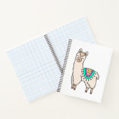 スマイルを浮かべた幸せなラマ アルパカの漫画の動物の絵 ノートブック (内部)