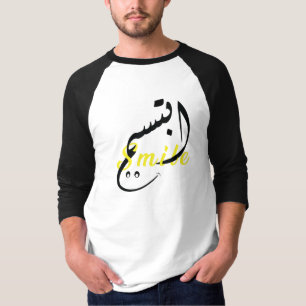 スマイルアラビア書道 – メンズ3/4スリーブラグラン Tシャツ