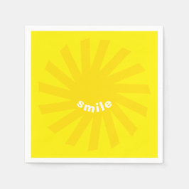 スマイルイエローサンブライト幸せおもしろい明モダンるい スタンダードカクテルナプキン