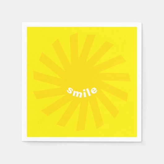 スマイルイエローサンブライト幸せおもしろい明モダンるい スタンダードカクテルナプキン (正面)