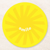 スマイルイエローサンブライト幸せおもしろい明モダンるい ラウンドペーパーコースター (正面)