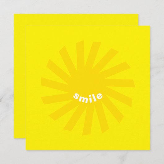 スマイルイエローサンブライト幸せおもしろい陽気カード (正面/裏面)