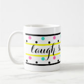スマイルイエローピンクターコイズ水玉模様 コーヒーマグカップ (左)