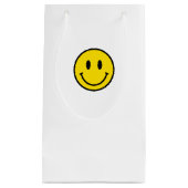 スマイルイエローレッド白黒ハッピー顔絵文字 スモールペーパーバッグ (正面)