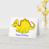 スマイルイエロー恐竜誕生日 カード (黄色い花)