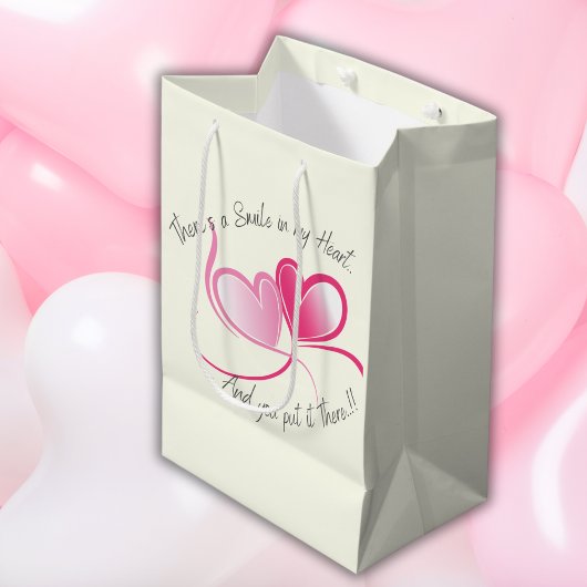 スマイルイン私のハートバレンタイン ミディアムペーパーバッグ