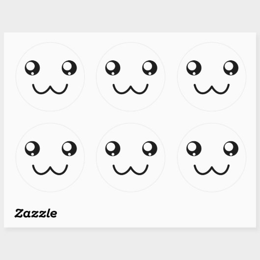 スマイルカスタムカラーウウ顔かわいいハッピーアニメ ラウンドシール (シート)