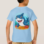 スマイルカートゥーンシャークキャラクター Tシャツ (裏面)