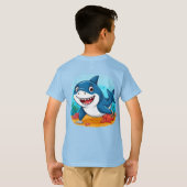スマイルカートゥーンシャークキャラクター Tシャツ (裏面フル)