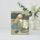 スマイルガール雪だるまそり雪の森 ポストカード (スタンド正面)