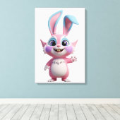 スマイルキャラクターのウサギのイラスト キャンバスプリント (インサイチュ (ウッドフロア))