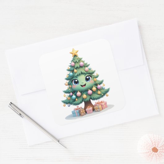 スマイルクリスマスプレゼント スクエアシール (封筒)