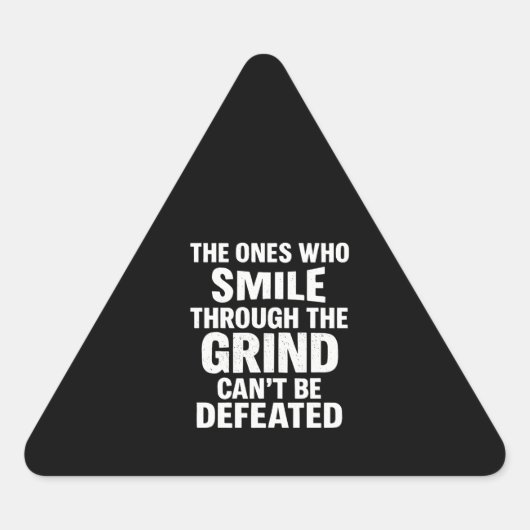 スマイルグラインドジムのモチベーション引用文と白文字 三角形シール (正面)