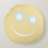 スマイルグラフィックフラワーパステル名門私立校風の装飾用クッション ラウンドクッション (正面)