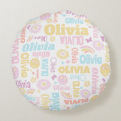 スマイルグラフィックフラワーパステル名門私立校風の装飾用クッション ラウンドクッション (裏面)