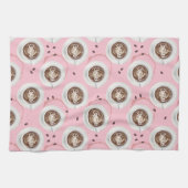 スマイルコーヒーの時間だ – ハイティーピンク キッチンタオル (横)