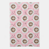 スマイルコーヒーの時間だ – ハイティーピンク キッチンタオル (縦)