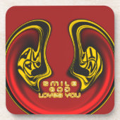 スマイルゴッドラブユービューティフルアメージング文字引用文 コースター (正面)