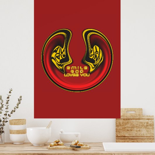 スマイルゴッドラブユービューティフルアメージング文字引用文 ポスター (キッチン)