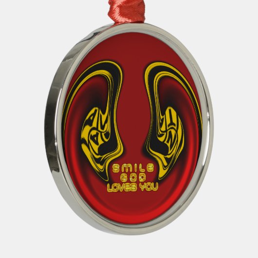 スマイルゴッドラブユービューティフルアメージング文字引用文 メタルオーナメント (右)