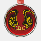 スマイルゴッドラブユービューティフルアメージング文字引用文 メタルオーナメント (正面)