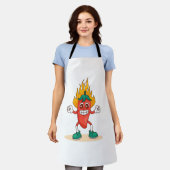 スマイルジャラペーニョカートゥーンイラストレーションキャラクター エプロン (着用した状態)