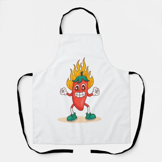 スマイルジャラペーニョカートゥーンイラストレーションキャラクター エプロン (正面)