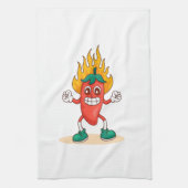 スマイルジャラペーニョカートゥーンイラストレーションキャラクター キッチンタオル (縦)