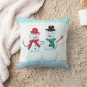 スマイルスノーカップルの挨拶 クリスマスピロー クッション (ブランケット)