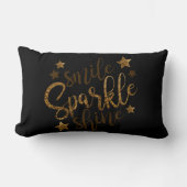 スマイルスパークルシャイン金ゴールドグリッター ランバークッション (正面)
